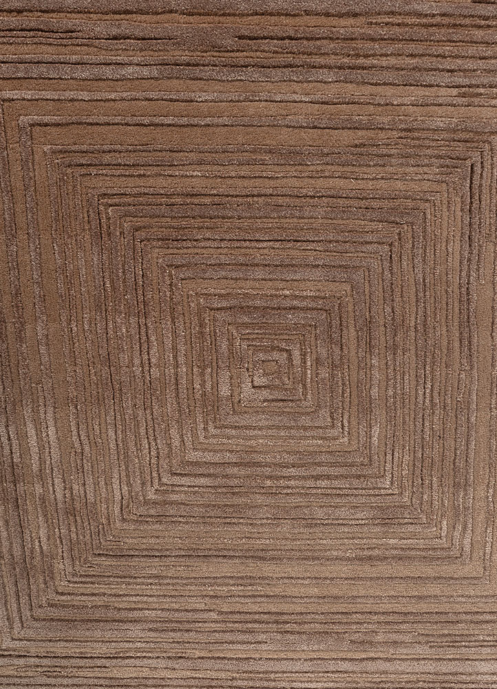 infini beige and brown wool and viscose hand tufted Rug - CloseUp