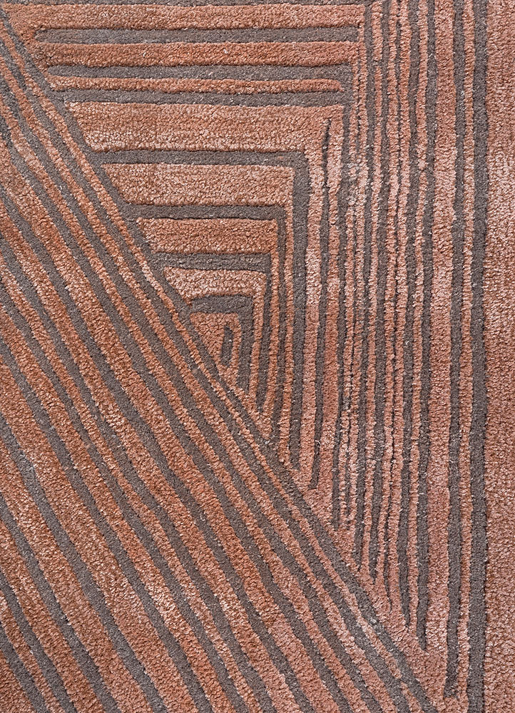 white noise red and orange wool and viscose hand tufted Rug - CloseUp