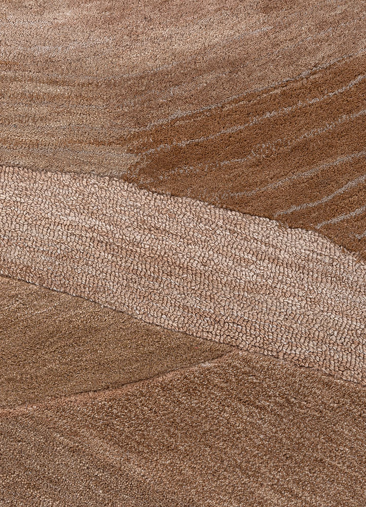 cera beige and brown wool and viscose hand tufted Rug - CloseUp