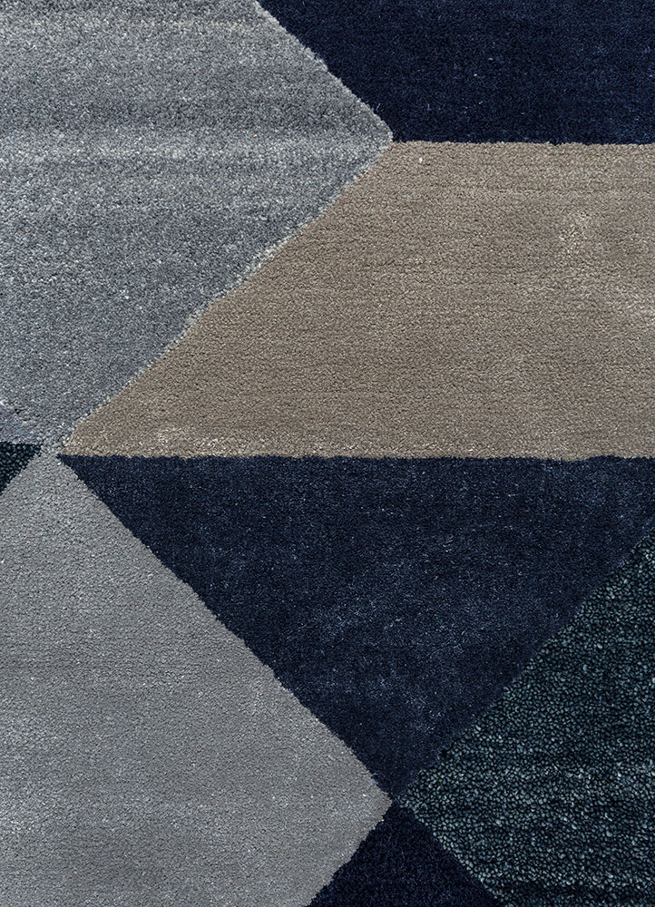 caliedo blue wool hand tufted Rug - CloseUp