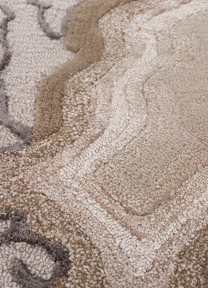 genesis beige and brown wool and viscose hand tufted Rug - CloseUp