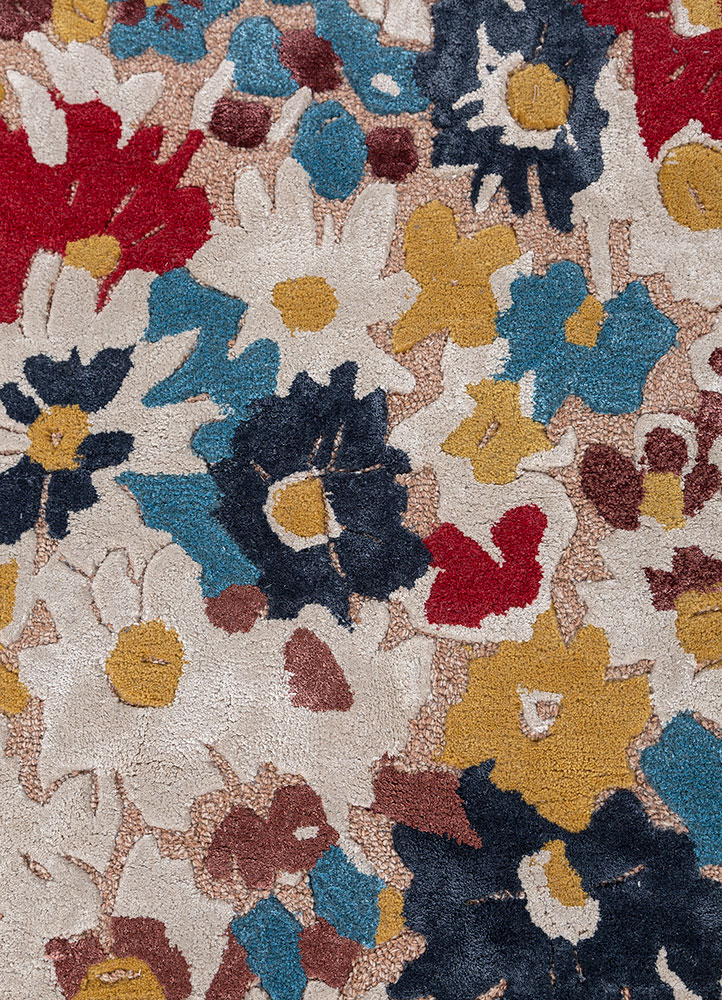 hacienda red and orange wool and viscose hand tufted Rug - CloseUp