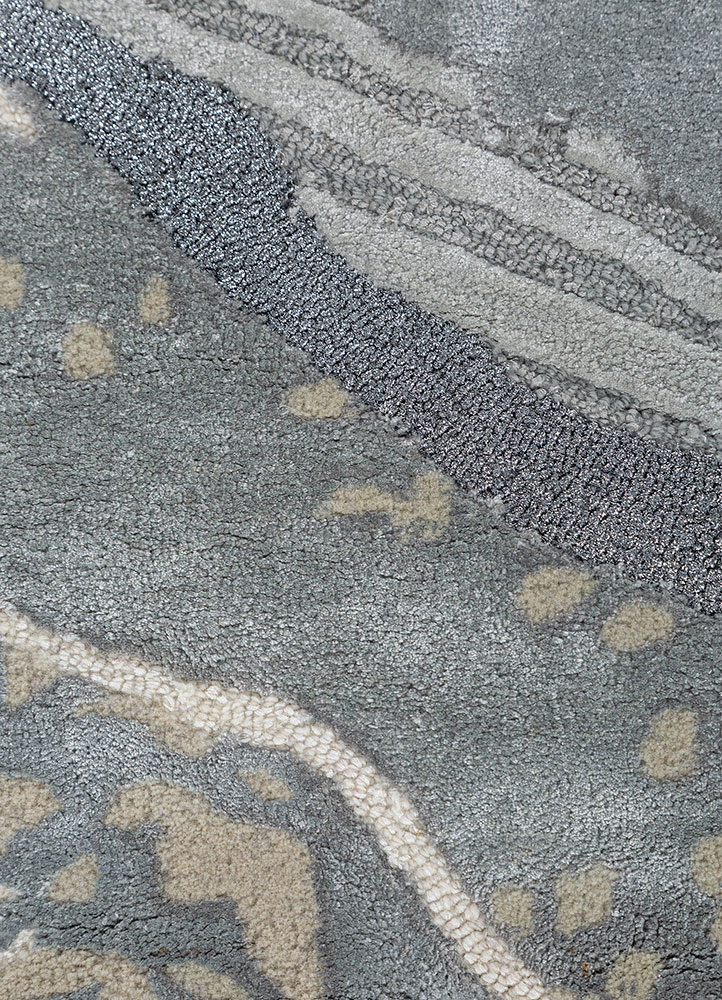 white noise blue wool and viscose hand tufted Rug - CloseUp