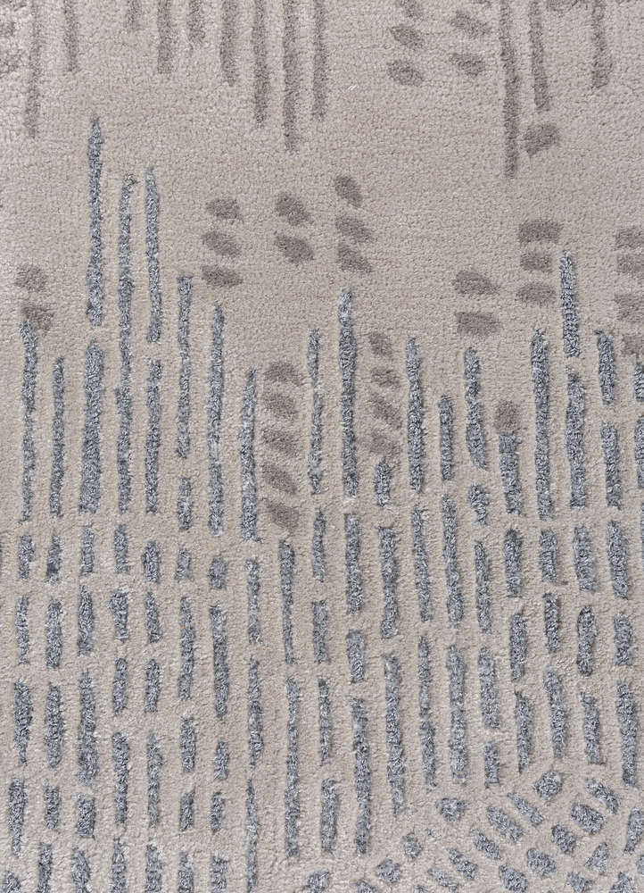 white noise ivory wool and viscose hand tufted Rug - CloseUp