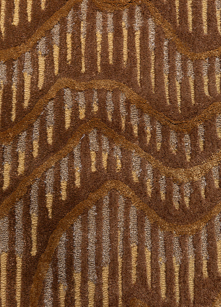 white noise red and orange wool and viscose hand tufted Rug - CloseUp