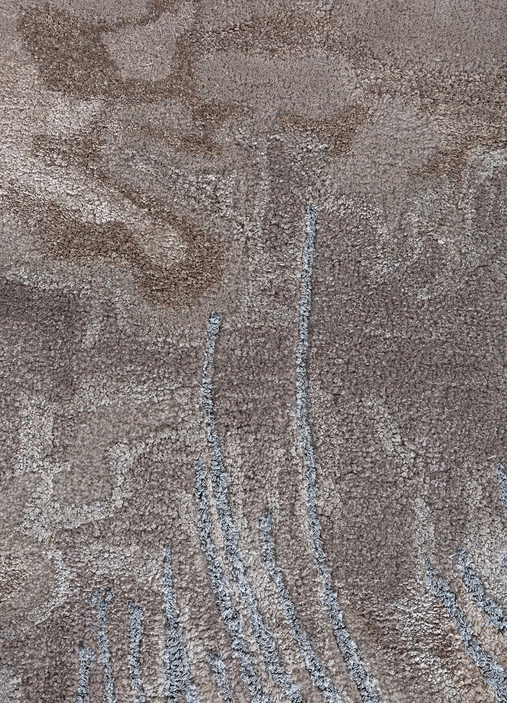 white noise beige and brown wool and viscose hand tufted Rug - CloseUp