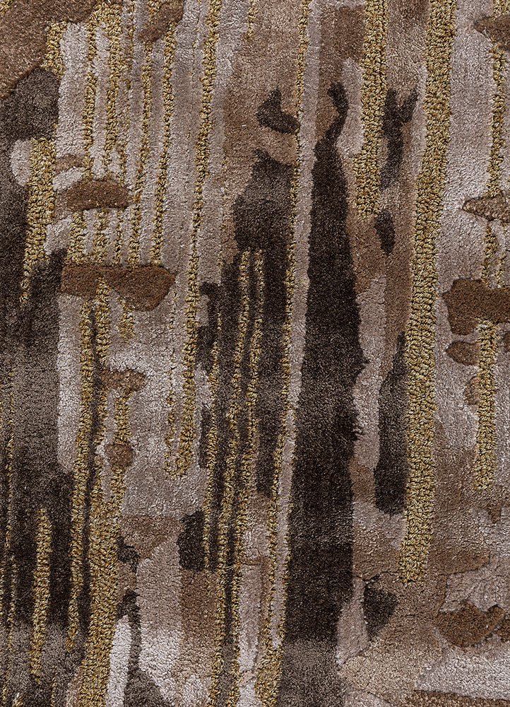 genesis beige and brown wool and viscose hand tufted Rug - CloseUp