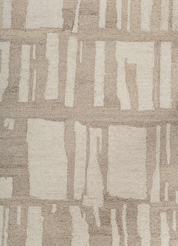 aprezo beige and brown wool hand tufted Rug - CloseUp