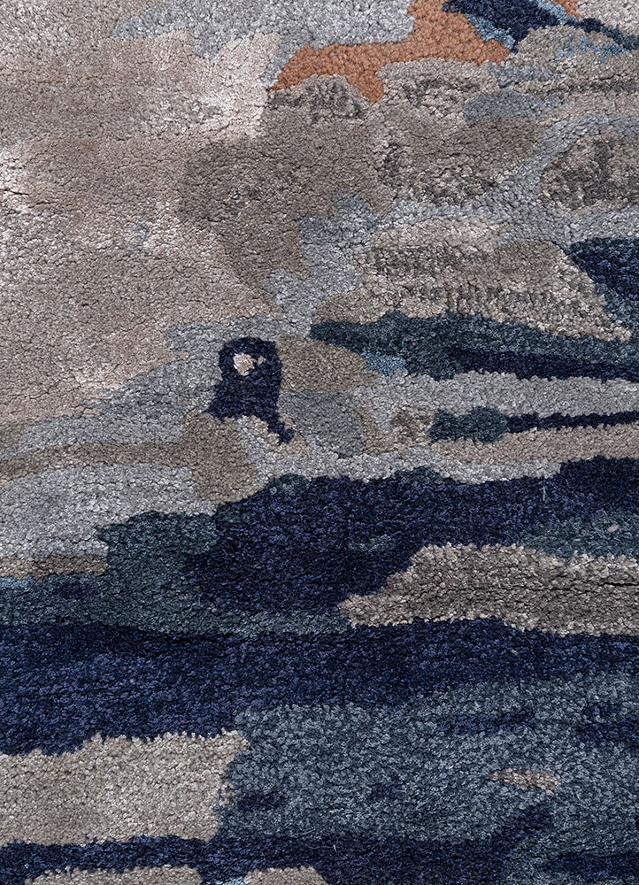 genesis grey and black wool and viscose hand tufted Rug - CloseUp