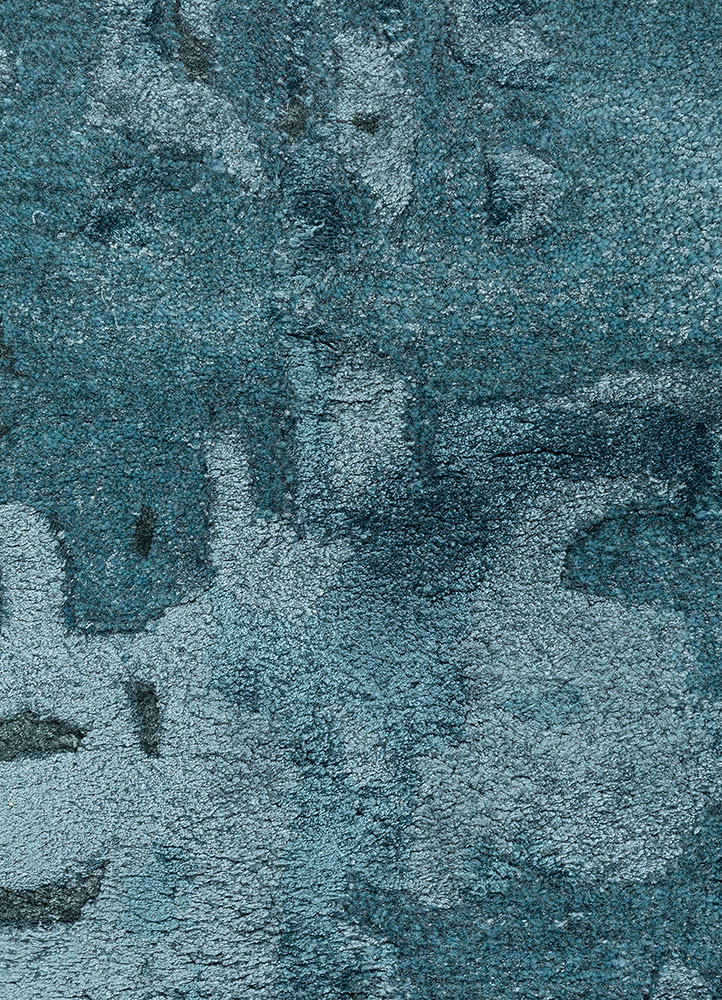genesis blue wool and viscose hand tufted Rug - CloseUp
