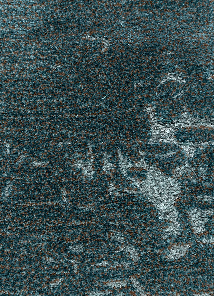 white noise blue wool and viscose hand tufted Rug - CloseUp