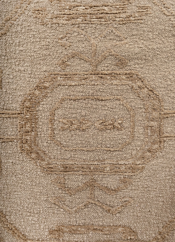 aprezo beige and brown wool hand knotted Rug - CloseUp