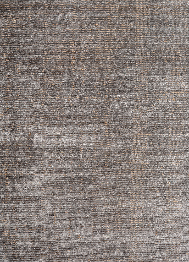 saga grey and black bamboo silk hand loom Rug - CloseUp