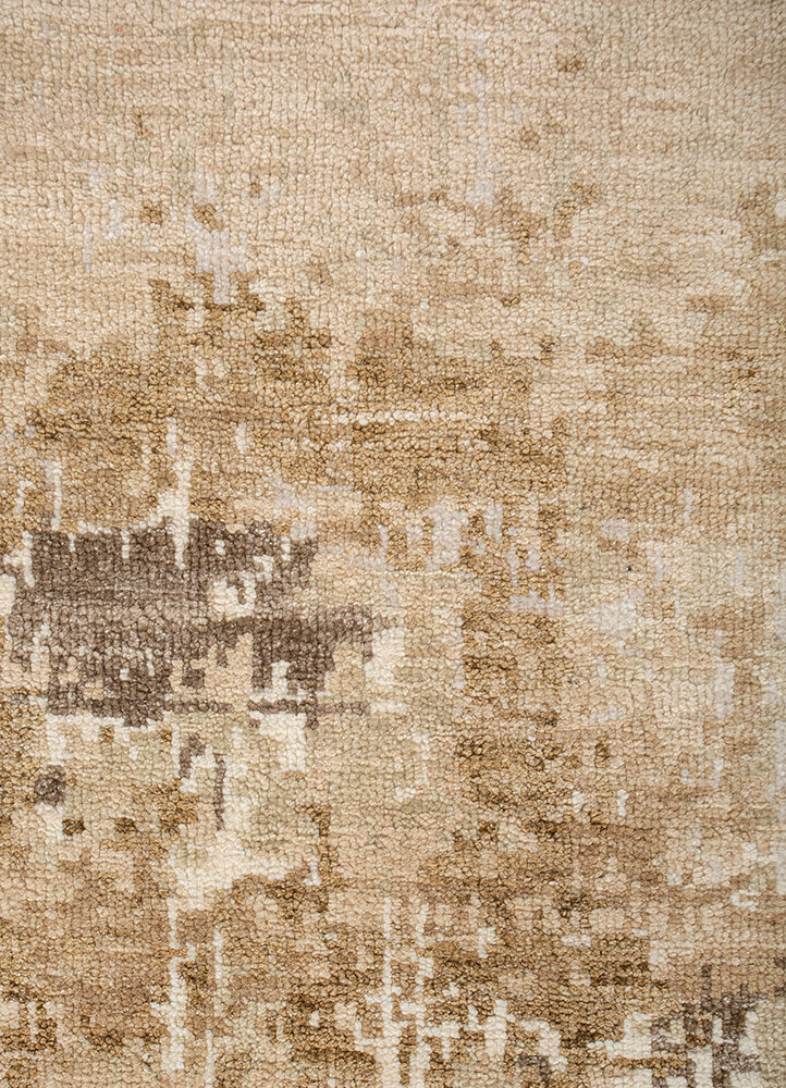 entropy gold wool and silk hand knotted Rug - CloseUp