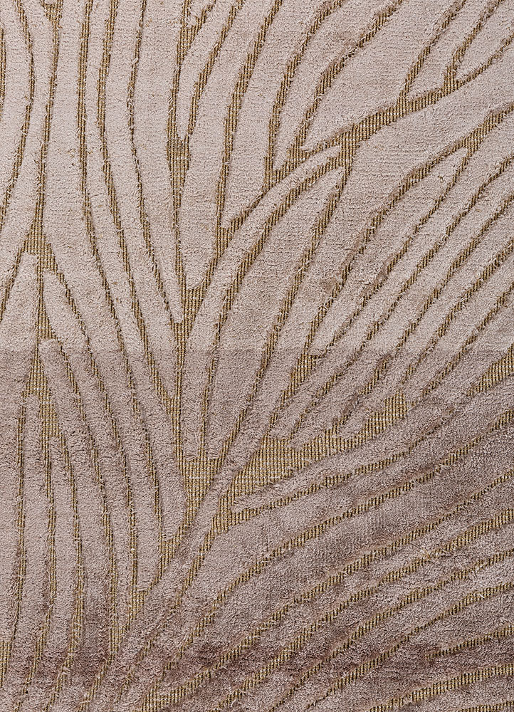 azalea gold bamboo silk and zari hand loom Rug - CloseUp