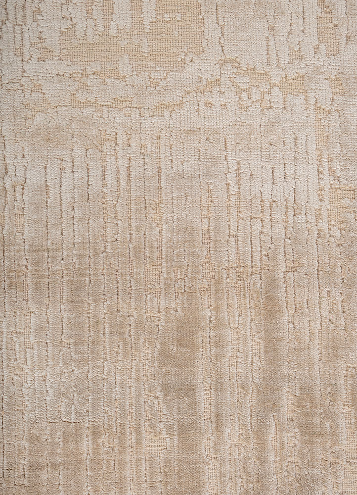 entropy beige and brown silk hand knotted Rug - CloseUp