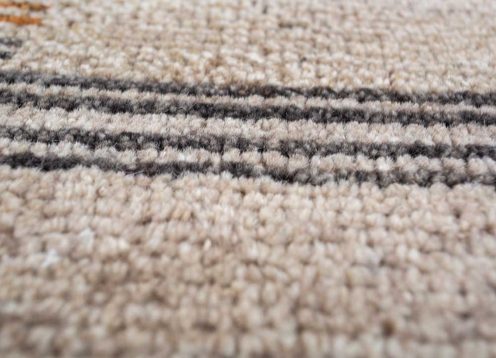 manifest beige and brown afghan wool hand knotted Rug - CloseUp