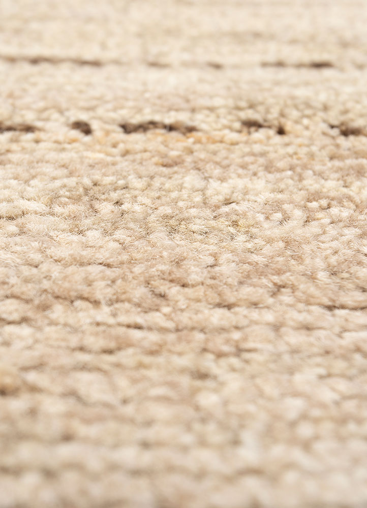 manifest beige and brown afghan wool hand knotted Rug - CloseUp