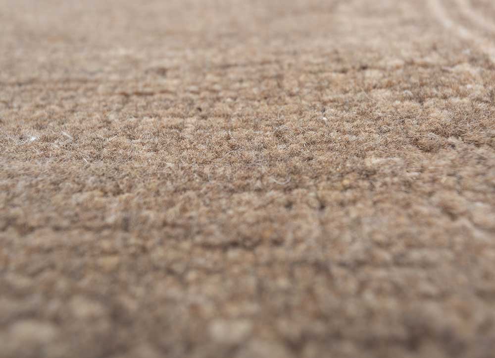 thyme beige and brown afghan wool hand knotted Rug - CloseUp