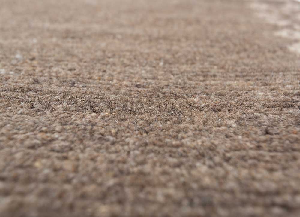 thyme beige and brown afghan wool hand knotted Rug - CloseUp