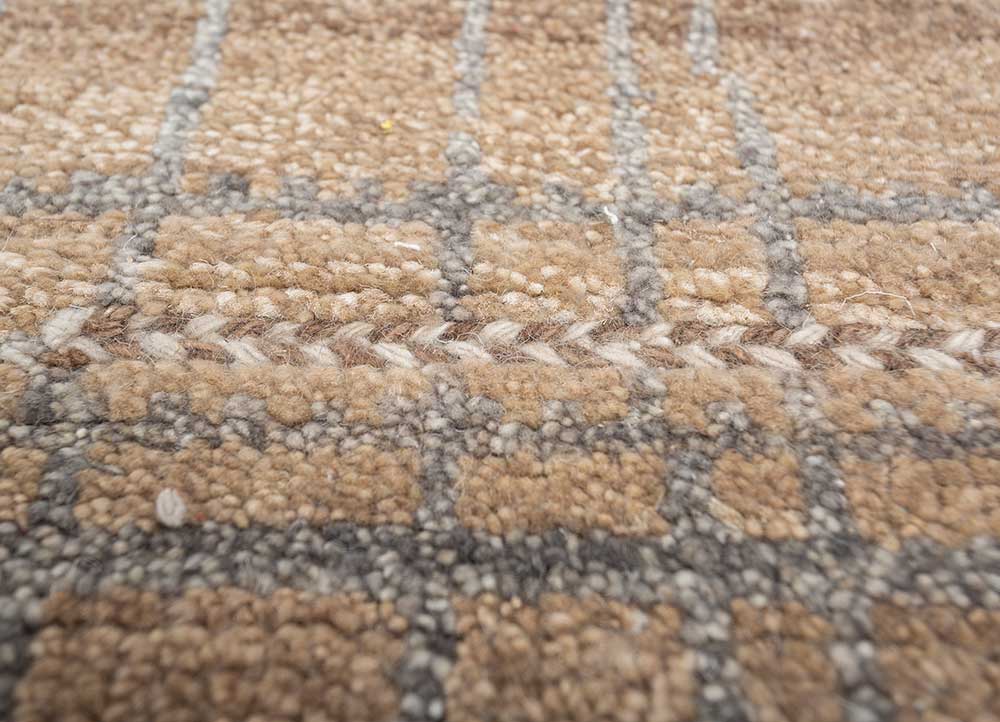 manifest beige and brown afghan wool hand knotted Rug - CloseUp