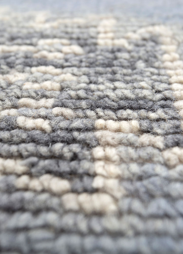 thyme blue wool hand knotted Rug - CloseUp