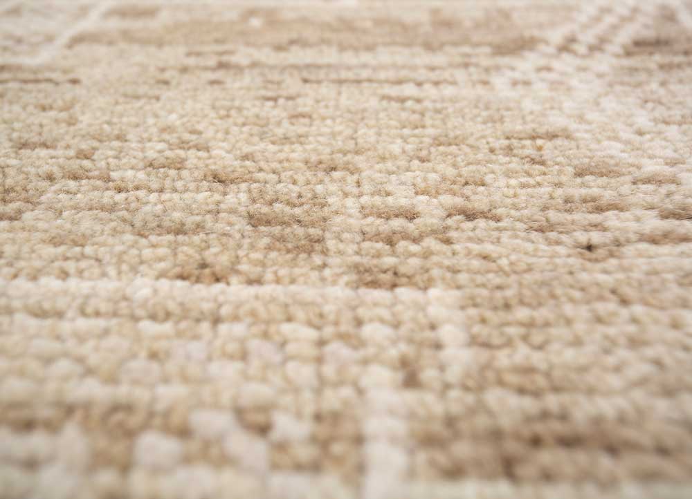 thyme ivory wool hand knotted Rug - CloseUp