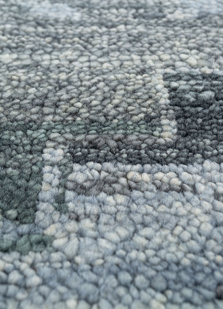 viscaya blue wool hand knotted Rug - CloseUp