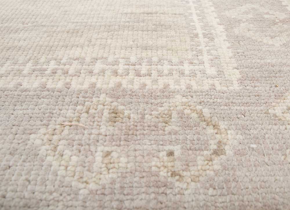 thyme beige and brown wool hand knotted Rug - CloseUp