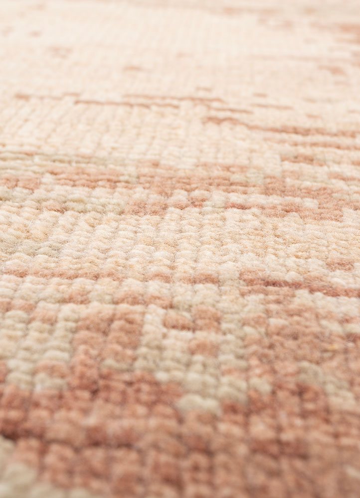 entropy red and orange wool hand knotted Rug - CloseUp