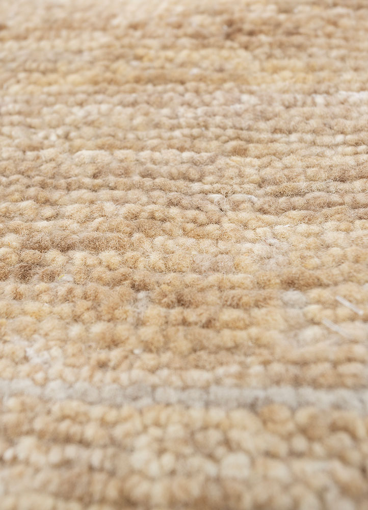 thyme beige and brown wool hand knotted Rug - CloseUp