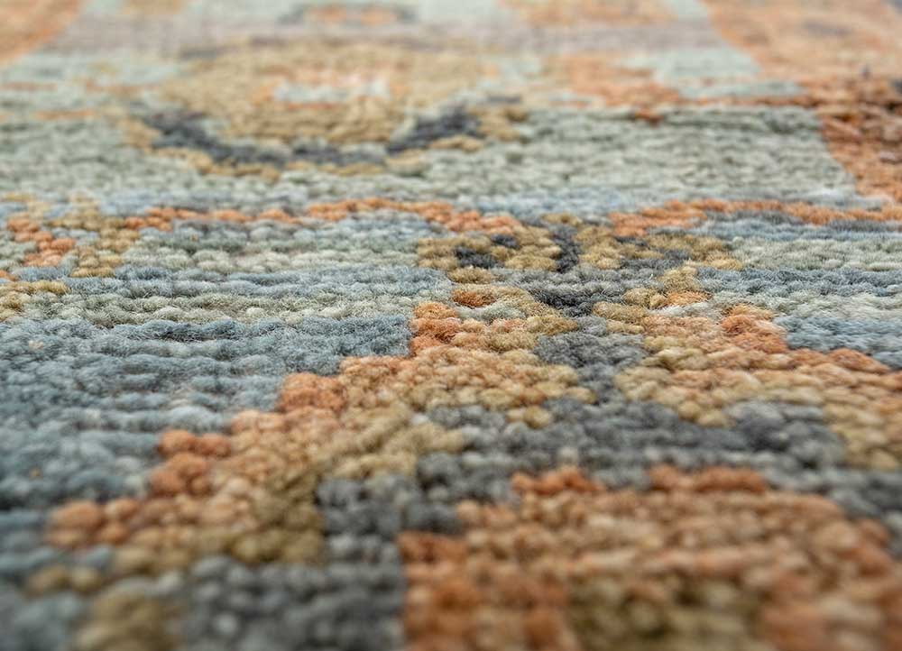 viscaya blue wool hand knotted Rug - CloseUp