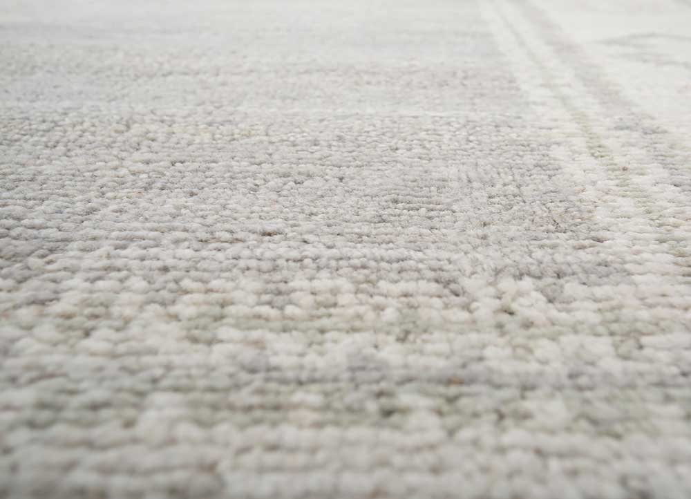 thyme ivory wool hand knotted Rug - CloseUp