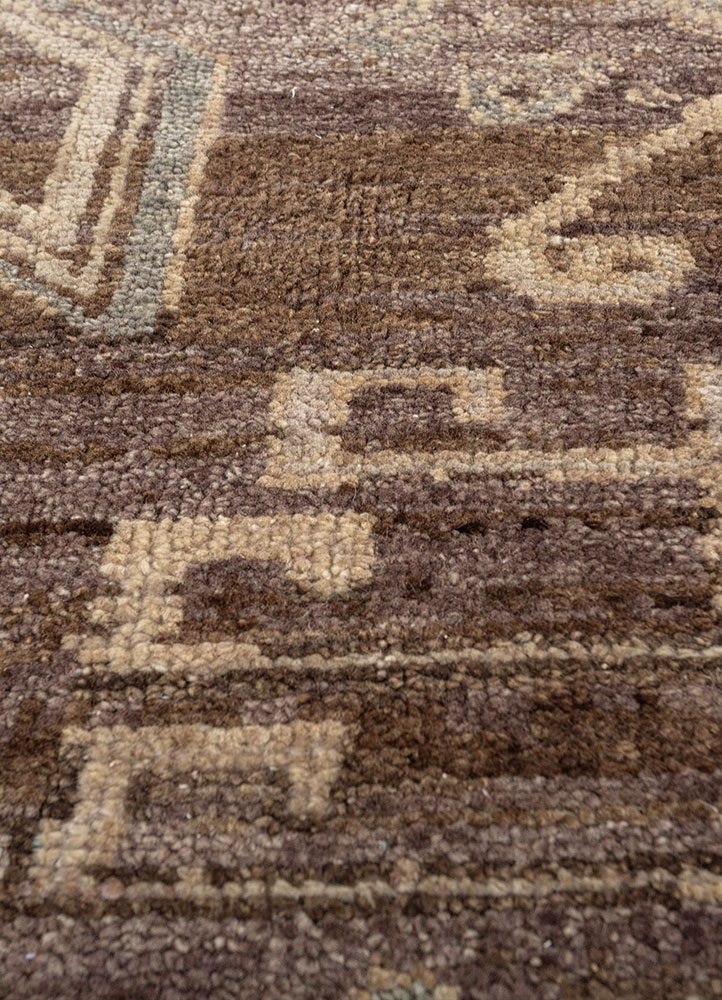 thyme beige and brown wool hand knotted Rug - CloseUp