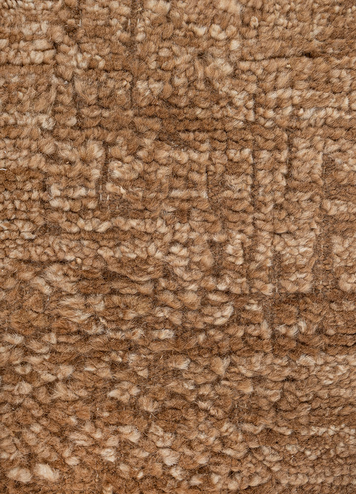 manifest beige and brown wool hand knotted Rug - CloseUp