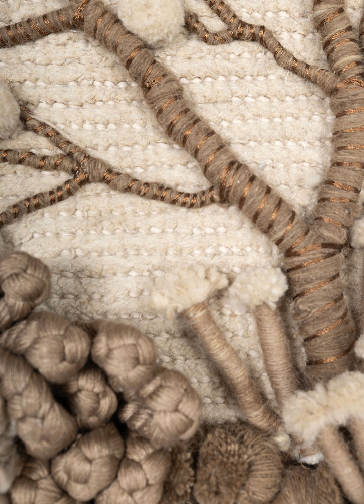 wall installation ivory wool & bamboo silk & zari wall art WALL ART & TAPESTRY - CloseUp