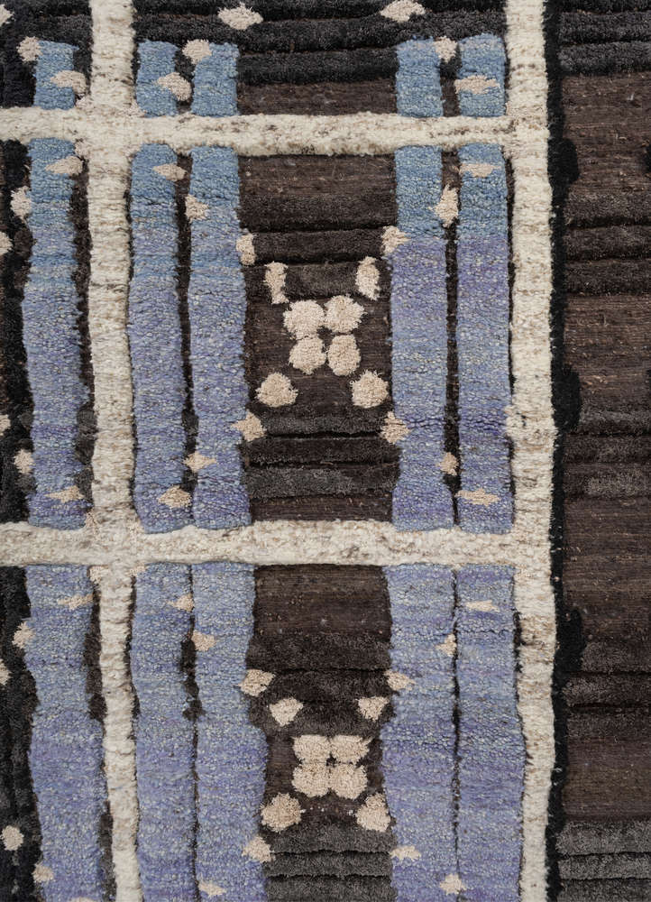 exposed spine beige and brown wool and bamboo silk hand knotted WALL ART & TAPESTRY - CloseUp