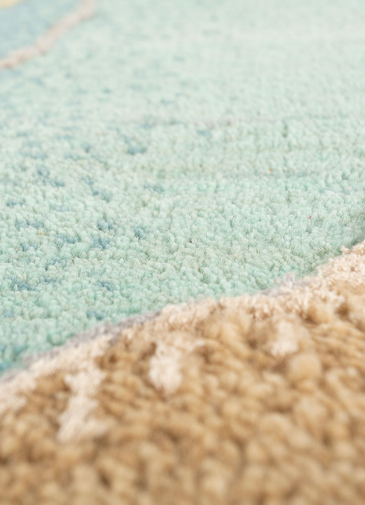 aprezo blue wool and bamboo silk hand knotted Rug - CloseUp