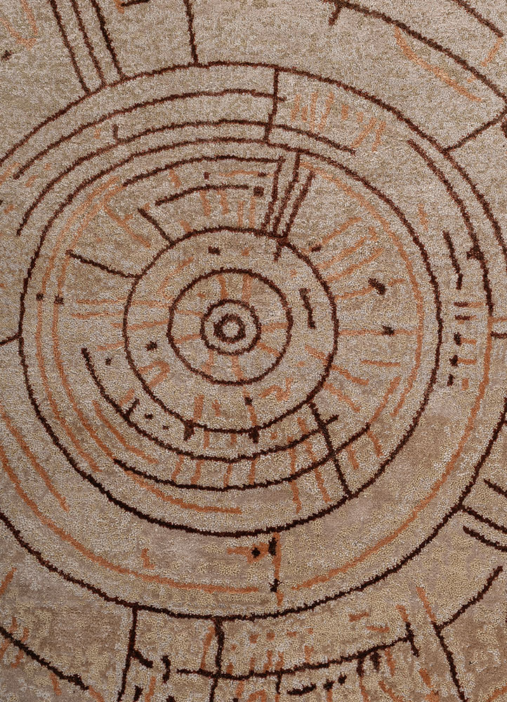 whispers of the desert red and orange wool and bamboo silk hand knotted Rug - CloseUp