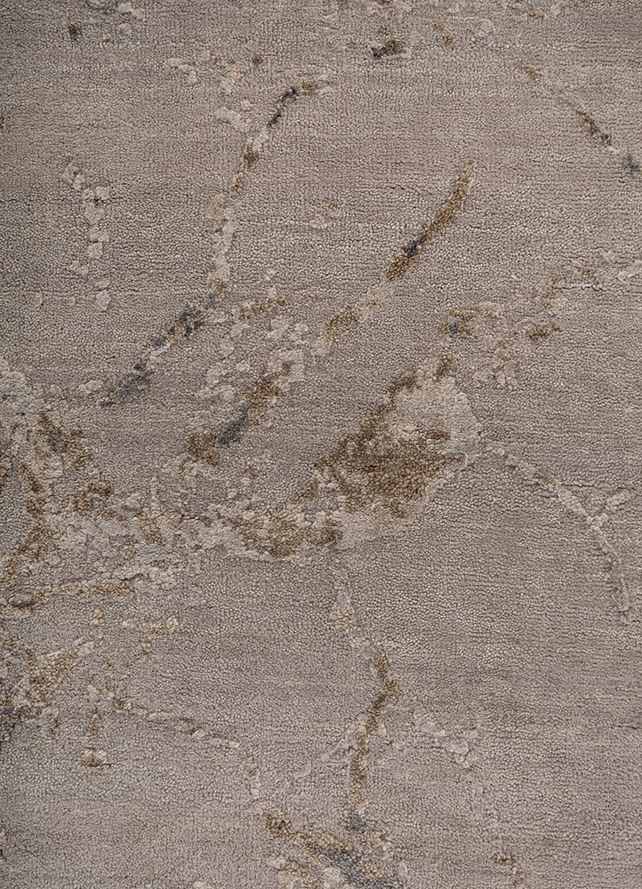 urban pause by kavi grey and black wool and silk hand knotted Rug - CloseUp
