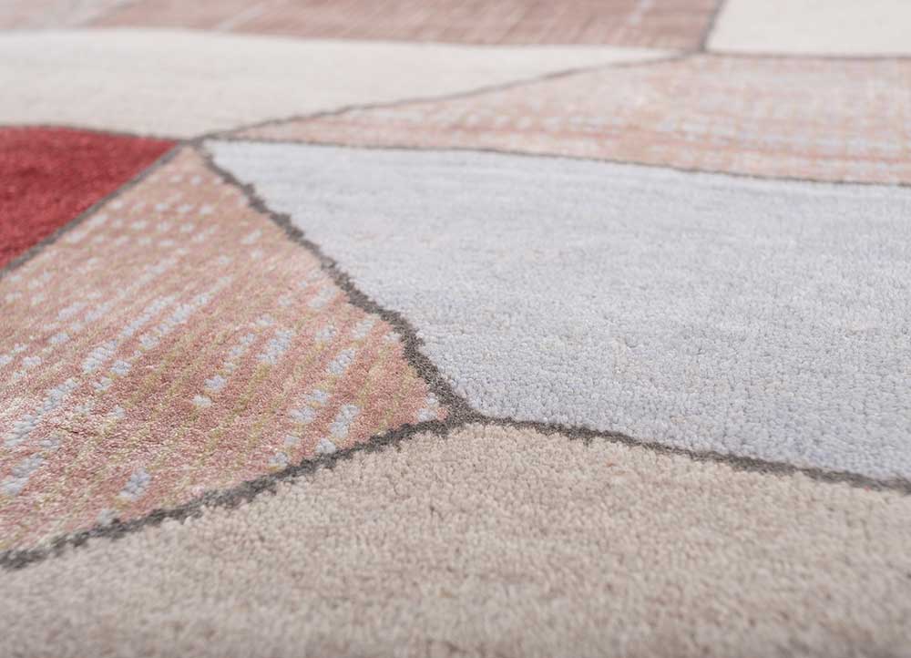 chaos theory by kavi ivory wool and bamboo silk hand knotted Rug - CloseUp