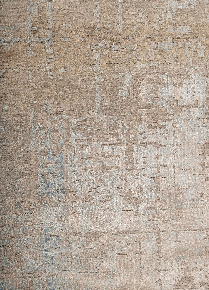 chaos theory by kavi ivory wool and bamboo silk hand knotted Rug - CloseUp