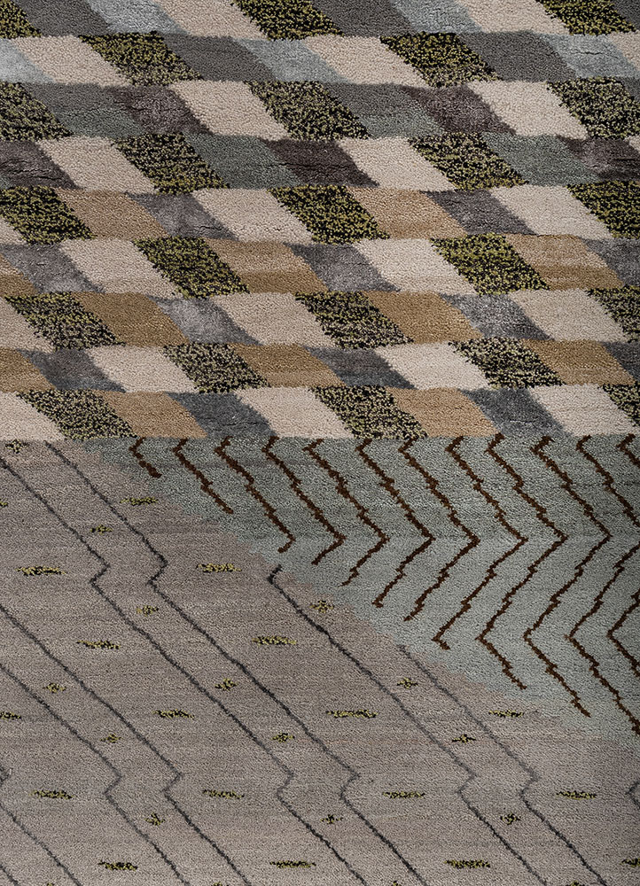 manchaha blue wool and bamboo silk hand knotted Rug - CloseUp