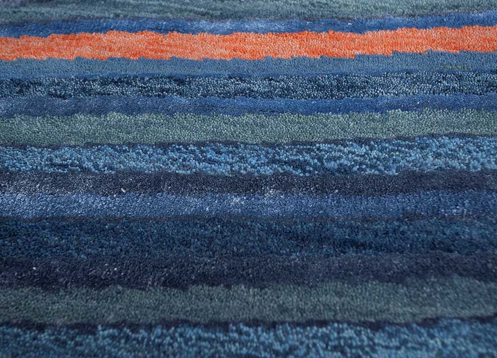 manchaha blue wool and bamboo silk hand knotted Rug - CloseUp