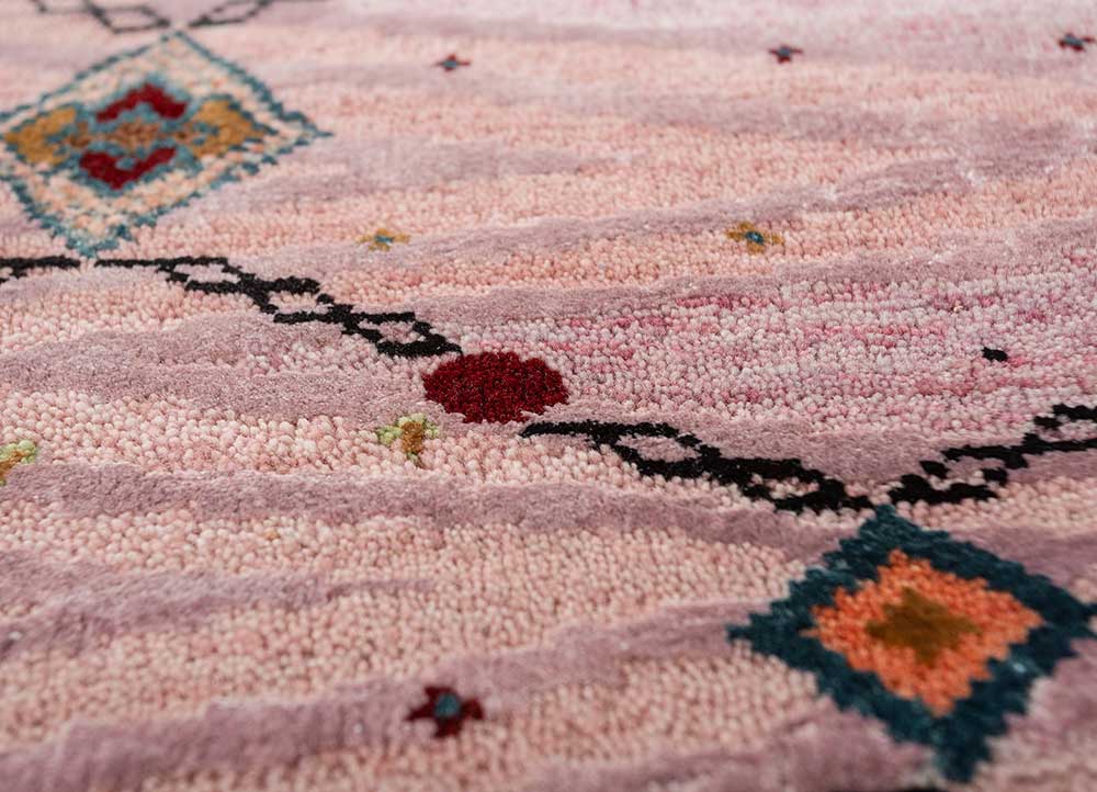 freedom manchaha pink and purple wool and bamboo silk hand knotted Rug - CloseUp