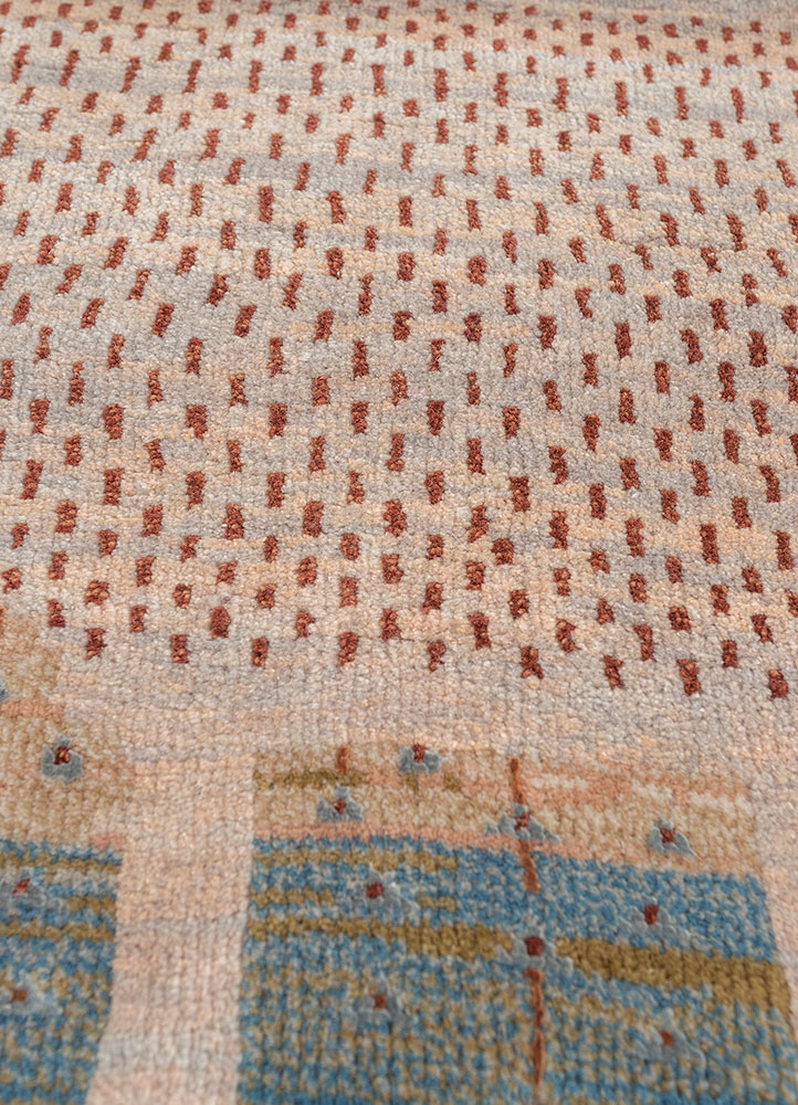 manchaha blue wool and bamboo silk hand knotted Rug - CloseUp
