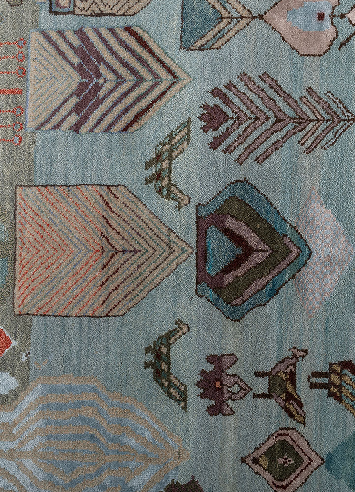 manchaha ivory wool and bamboo silk hand knotted Rug - CloseUp