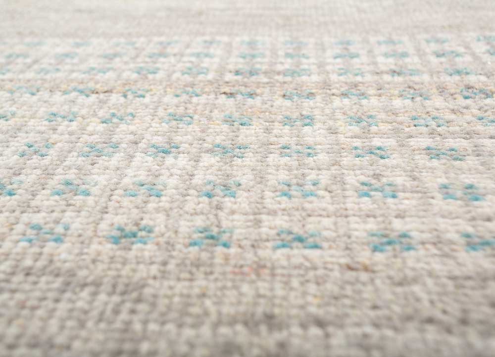 blythe blue afghan wool hand knotted Rug - CloseUp