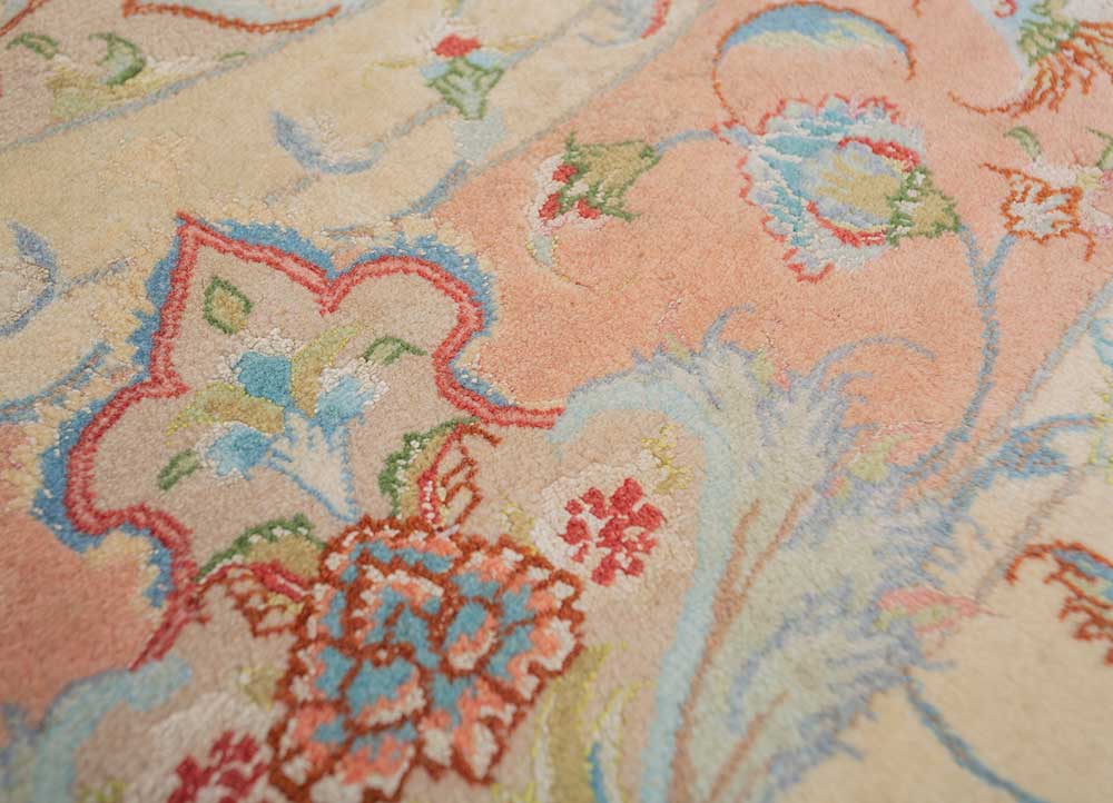 aalam pink and purple wool and silk hand knotted Rug - CloseUp