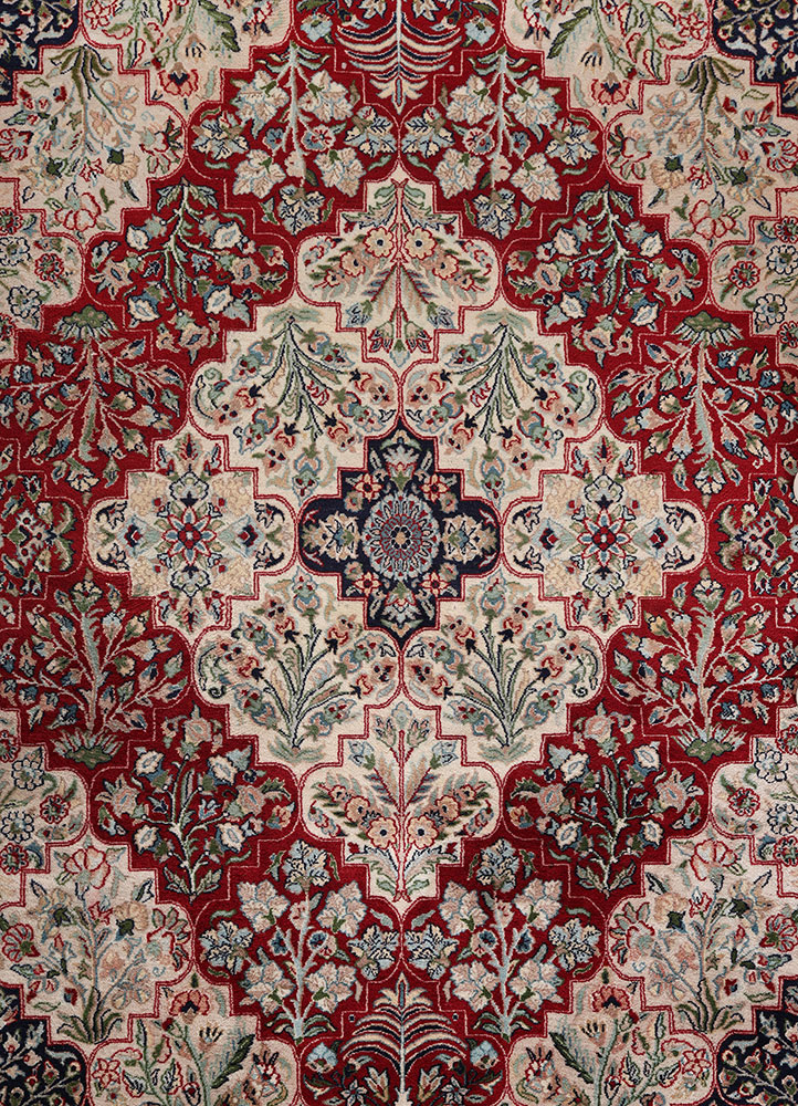 aalam blue wool hand knotted Rug - CloseUp